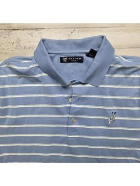 Oxford Golf Golfing Turtle Blue Striped Polo Shirt Men's L The Loxahatche Club